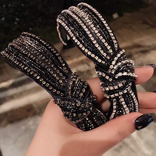 2pcs Headbands Women Hair Head Band with Diamonds Middle Knotted and Twisted Headband Fashion Cute Hairbands Hair Accessories for Girls and Women