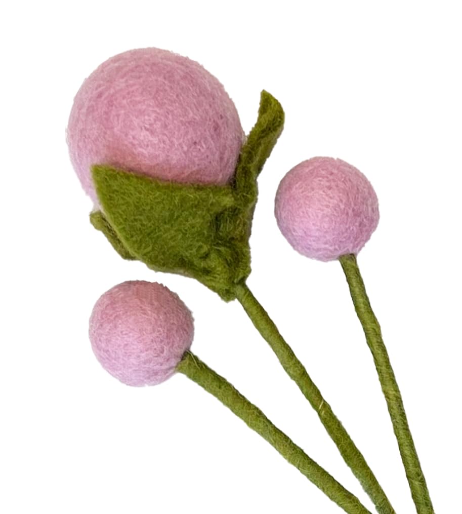 your castle Felt Flowers Handmade Decorative Flowers for Custom Creations, Sustainable Gift, Fair Trade, Realistic Artificial Flowers, Pack of 3 in Pink