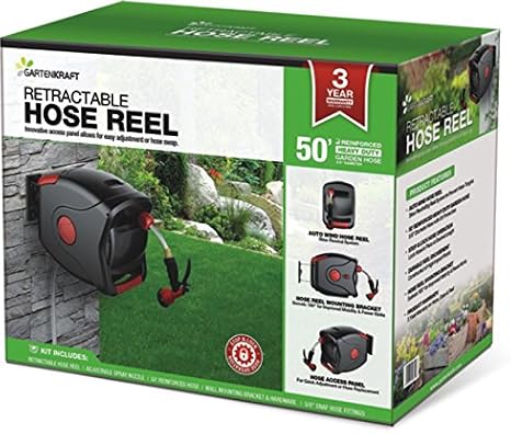 Amazon Com Gartenkraft Retractable Water Hose Reel 50 5 8 Hose Garden Outdoor