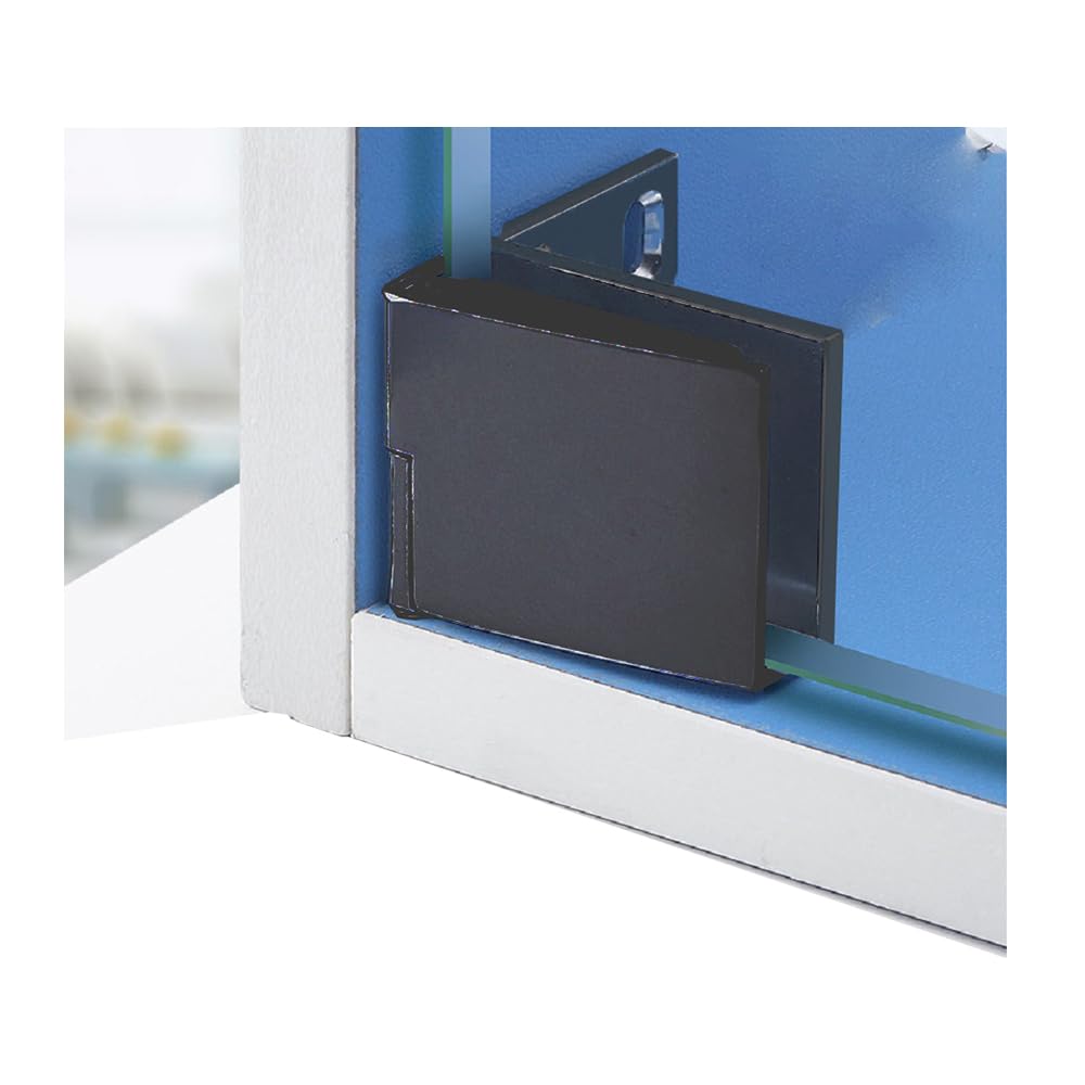 2 Piece Glass Door Hinge Wine Cabinet Display Hinge Suitable for 3-5mm Door Clamps (Black)