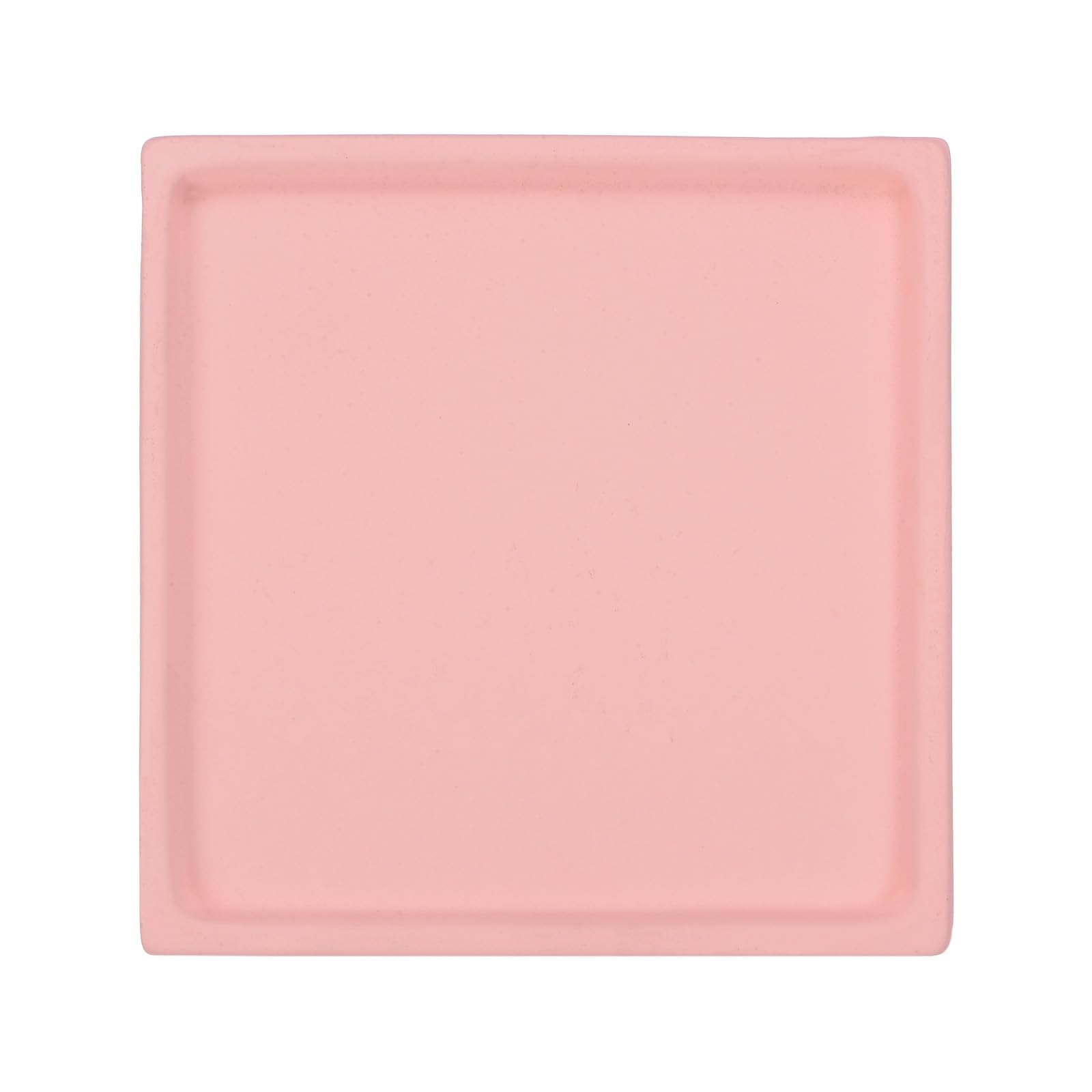 M METERXITY Ceramic Plant Saucer, 5 Inch Plant Water Catcher Tray, Plant Pot Saucers for Indoor/Outdoor Plants/Flower Drainage Drip Water Tray [Square Pink]