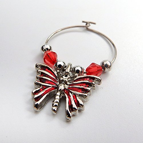 RareLove 6 Colors Butterfly Wine Glass Markers Charms Set of 6 Pieces