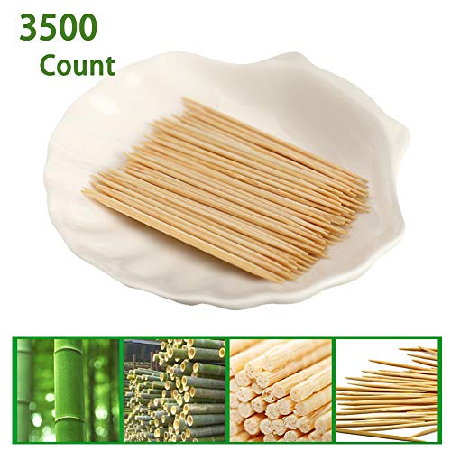 Bamboo Wooden Toothpicks, 3500 PCS Natural Bamboo Toothpicks, Kitchen Essentials Teeth Cleaning, Party, Appetizer, Olive, Barbecue, Fruit.