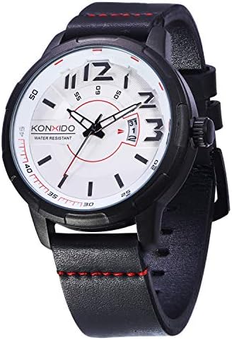 Men's Wrist Watch Analog Quartz Movement Watch Leather Band Calendar Date Window Male Waterproof Military Watches Casual Business Sports Fashion