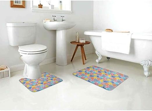 Amazon Com Despkon Colorful 2 Pcs Non Slip Bathroom Rugs Set Pastel Colored Tropical Leaves Hawaiian Jungle Foliage On Black And White Stripes Memory Foam Bath Mats Extra Soft Shaggy Absorbent Machine Washable