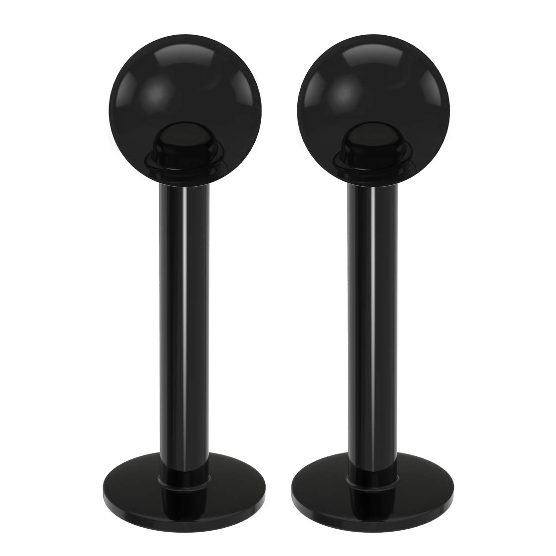 2pc 1.2mm 16g Labret Bar Studs Lip Ring Monroe Tragus Snake Spider Bites Forward Helix Cartilage Dahlia Conch Black 4mm Ball Piercing - 8mm