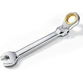 zhax 10mm Metric Flex-Head Ratcheting Combination Wrench, 72-Tooth, Cr-V | 12 Point Box End, 5&deg; Swing, Mirror Polished, 180&deg; Flexible Head for Tight Spaces, Industrial Grade Gear Spanner
