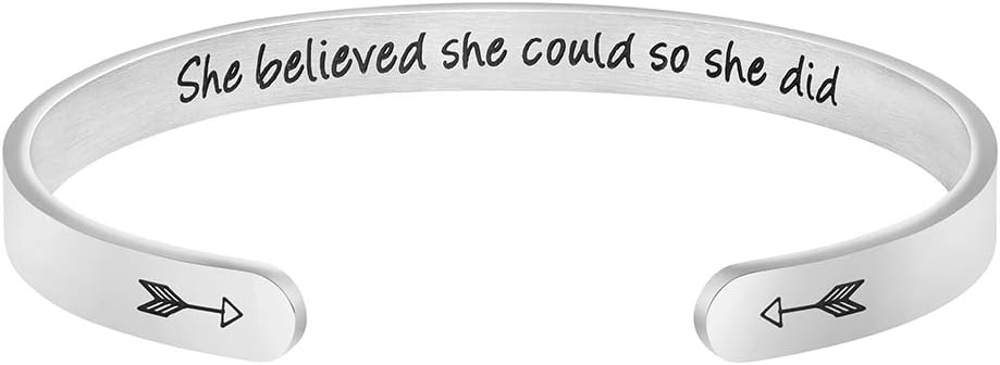 JoycuFFInspirational Mantra Cuff Bracelets for Women Friend Encouragement Gift for Her Personalized Birthday Jewelry