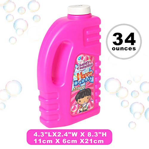 rainbow yuango 1000ML Safety Tasteless Big Bubbles Solution Refill 34 Ounces Gazillion Bubble Bottle Replacement Non-Toxic Premium Soap Bubble Liquid Refill Bubble Juice(Pink)