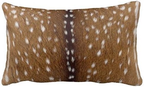 Deerskin (Fawn) Leather Print Cushion Throw Pillow Case 24 by 16 In
