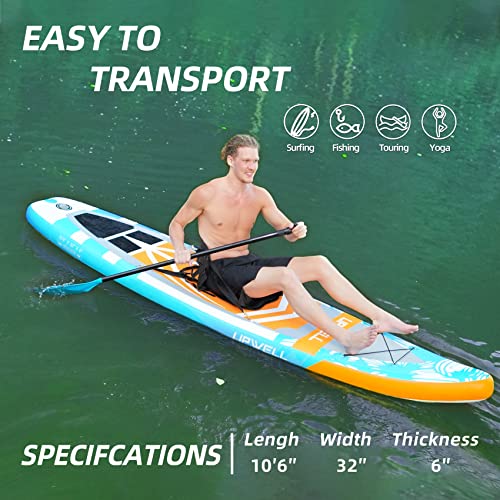 UPWELL Inflatable Stand Up Paddle Board with Kayak Seat, Premium SUP