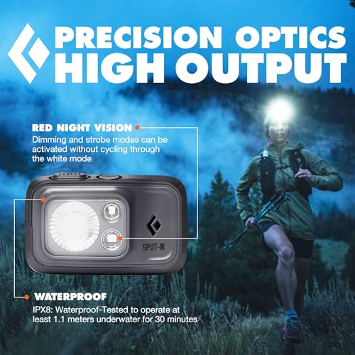 BLACK DIAMOND Spot 400-R Rechargeable Headlamp | 400 Lumens, Dimmable | Micro-USB Charging | Waterproof & Compact | Camping, Hiking, Running | Graphite