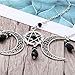 Tgirls Boho Pentagram Hair Chain Crescent Moon Head Chain Black Rhinestone Jewelry Headdress for Women