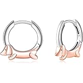 Dachshund Huggie Hoop Earrings for Women: 925 Sterling Silver Cute Wiener Dog Earrings Hypoallergenic Daily Wear Animal Jewelry for Dog Owners Pet Lover Gift