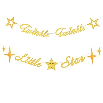 Mity Rain Twinkle Twinkle Little Star Banner Gold Glitter