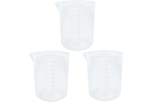 Waziaqoc 3 Pack 1000ml/34oz Plastic Graduated Beaker, 1 LTransparent PP Measuring Cup Mixing Cup for Kitchen Lab
