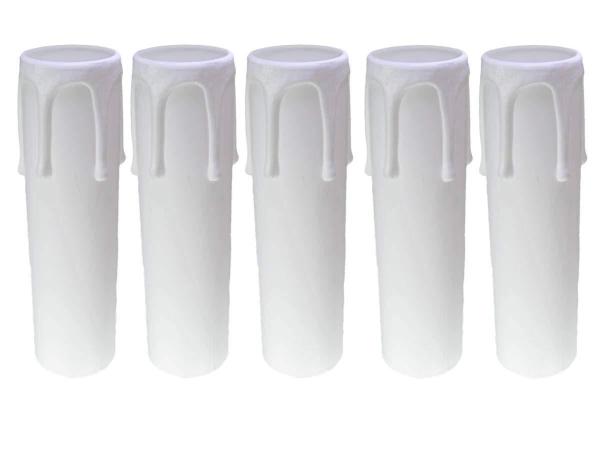 AMBROS Kristall E14 Drip Candle Tube, Candle Sleeve, 85 mm, Plastic, White