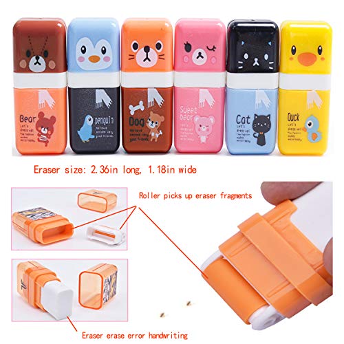Pencil Erasers,Pencil Eraser Shaving Roller Case for Easy Pick Up and Removal | Animal Themed Cute a - //medicalbooks.filipinodoctors.org