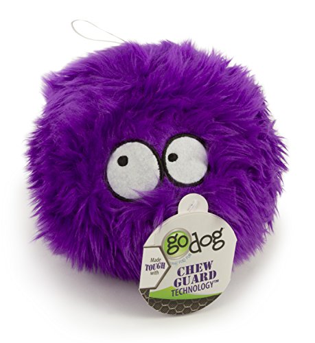 goDog Furballz Tough Plush Dog Toy with Chew Guard Technology, Purple, Large
