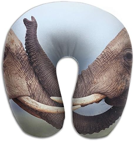Creative Elephants Wildlife Design Comfortable U Shaped Neck Pillow Soft Neck Support Pattern Pillow For Rest,Travel,Car,Airplane,Bed,Sofa