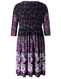 Chicwe - Vestido de mujer con cuello en V, diseño floral, longitud de la rodilla