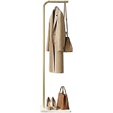Coat Rack, L-Shaped Freestanding Metal Clothes Stand with Sintered Stone Base, Stable &amp; Sturdy Storage for Coats, Hats, Bags, and Scarves, Ideal for Entryway, Office, and Bedroom, 15.7" x 9.8" x 67"