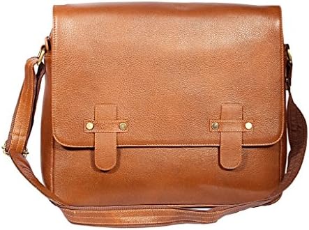 Leather Unisex Leather Messenger Bags - Tan