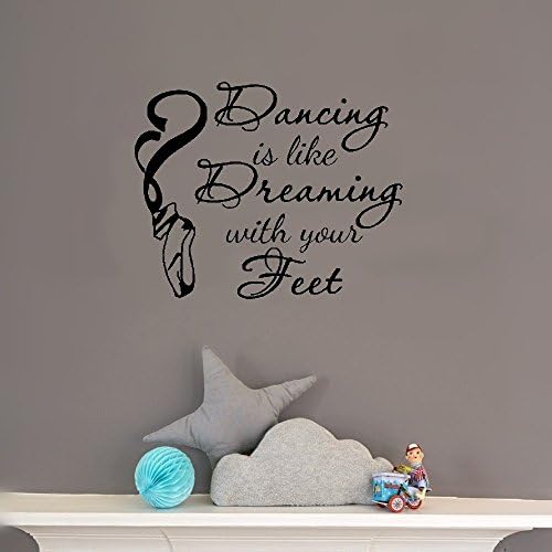 fghdfp Removeable Wall Sticker Home Art Quotes Dctop Dancing Is Like Dressing With Your Feet Quote Wall Sticker Home Decor Dancing Shoes Diy Vinyl Art Children Room Wall Decal