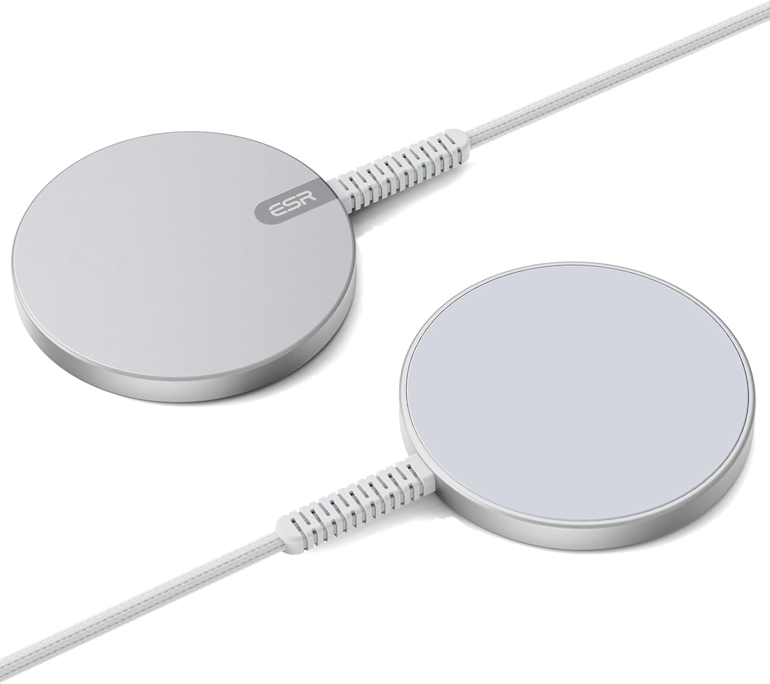 ESR for Wireless Charger, MagSafe-Compatible Charger,15W iPhone Charger Pad for iPhone 15/14/13/12 Series,Galaxy S25 series,AirPods 4/3/Pro, Sliver,2 Pack
