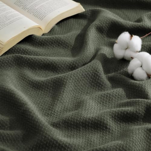 Bedsure Herringbone Cotton Blanket King Green