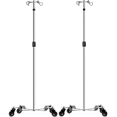 Konmee IV Poles IV Stands 4 Hook 4 Legs Portable Rolling with Stainless Steel Adjustable Height, 2PCS