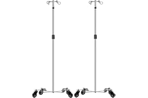 Konmee IV Poles IV Stands 4 Hook 4 Legs Portable Rolling with Stainless Steel Adjustable Height, 2PCS