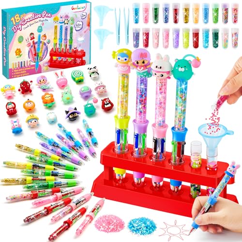 Contever 18 Personalised Pen Workshop with 4 Colours Refill, Children's Creative Hobbies, Manual Activity for Children 5-12 Years, Gift Idea for Girl Boy 4 6 7 8 Years