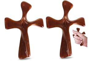 SOULSIO Soothe My Restless Soul Prayer Cross- Faith Gifts For Women- Handheld, Comforting Design for Clutching, Clinging and Praying- Peaceful, Calming Bereavement Sympathy Gift- Brown Resin (Pack of 2)