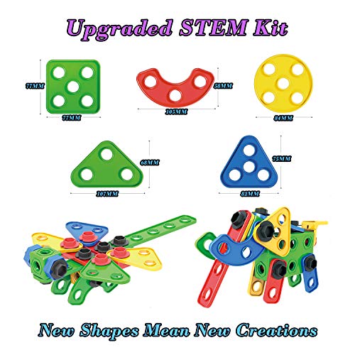 MEIGO STEM Learning Toys - Toddlers Educational Construction Engineering Building Blocks Set Best Preschool Gift Kit for Kids 3 4 5 6 7 8 Year Old Boys Girls (117pcs Upgraded Version)