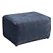 SureFit Home Décor SF45545 Stretch Pique Oversized Ottoman Covers Slipcover, Form Fit, Polyester/Spandex, Machine Washable, One Piece, Navy Color
