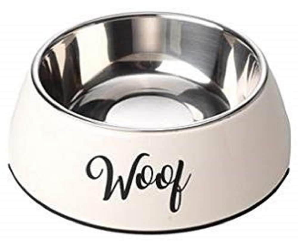 House Of Paws Cream Woof 2 in 1 Dog Bowl, Large