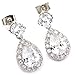 FC JORY White Gold GP Clear CZ Crystal Teardrop Bridal Necklace Dangle Earrings Jewelry Set
