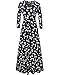 Aphratti Womens 3/4 Sleeve Faux Wrap Maxi Dress Floral Fit Flare V Neck Long Dresses Navy XX-Large
