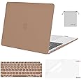 MOSISO Compatible with MacBook Air 13 inch Case 2022, 2021-2018 Release A2337 M1 A2179 A1932, Plastic Hard Shell&Keyboard Cover&Screen Film&Storage Bag for MacBook Air 13.3 inch Case, Caramel Brown