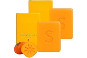 2 Pcs Persimmon Soap, Natural Face and Body Cleanser, Moisturizing Formula for All Skin Types, Body Odor Control, With Foamin
