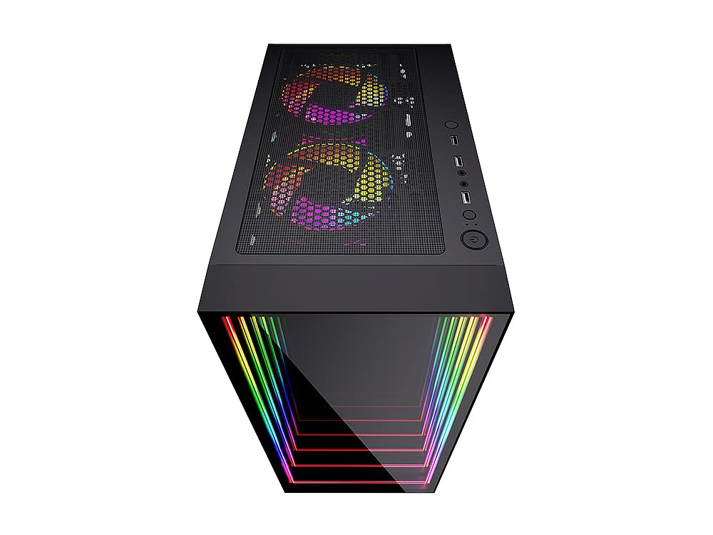 Bgears b-Optillusion (Fans NOT Included) Gaming PC ATX case, Special Optical Illusion ARGB Front Panel, Tempered Glass Side. USB3.0, Support up to EATX Motherboard.