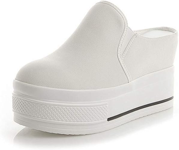 Amazon Mamre インソールスニーカー スリッポン レディース ヒール 9cm 身長アップ 厚底靴 シンプル 黒 白 通気性 おしゃれ 可愛い カジュアル 通勤 通学 トレンド フラット 厚底スリッポン 背伸び かかとなし コスプレ スニーカー スニーカー