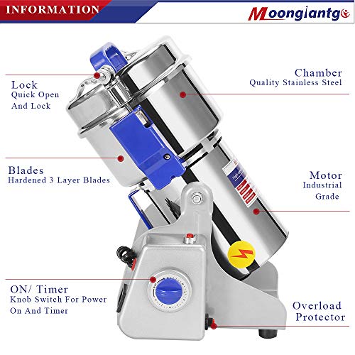 Moongiantgo 400g Electric Grain Grinder Mill High Speed Spice Grinder