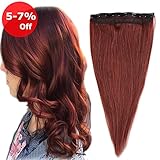 One piece Clip in Hair Extension Human Hair 20'' Dark Auburn #33 On Sale 5 Clips 50g Long Straight Soft Remy Hair Weft Extension Fast Shipping
