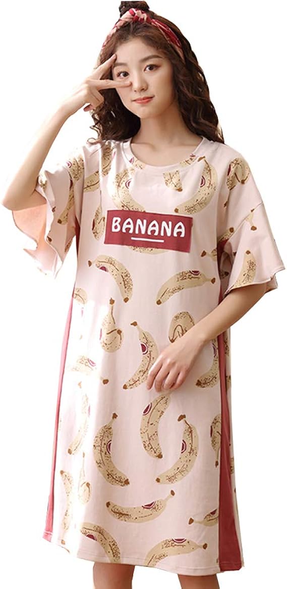 Amazon ペア パジャマ セット ペアパジャマ カップル 半袖 バナナ柄 パジャマ レディース 夏 ワンピース ペアルック パジャマ 半袖 ペアルック ルームウェア 半袖 部屋着 寝間着 上下セット お揃い 結婚祝い 記念日 ルームワンピース ネグリジェ 通販