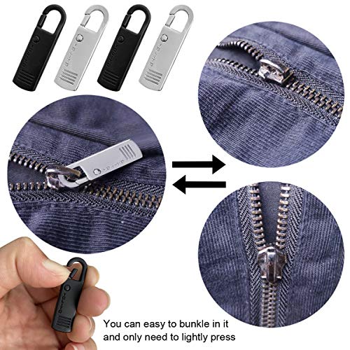 Zoweys Zipper Pull Tab Repalcement Zipper Repair Kit Luggage Extension Backpack Metal Zipper Extenders Tab Fixer for Luggage Cloths Jacket Suitcase Handbags Coat Boots