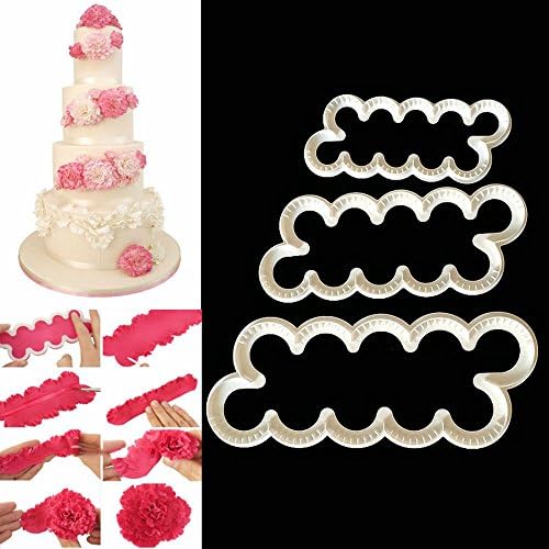 Pocktyle 3PCS/Set Fashion Fondant Baking Maker Cake Mold Cookie Cutter Mould Decorating Tools 3D Carnation Flowers