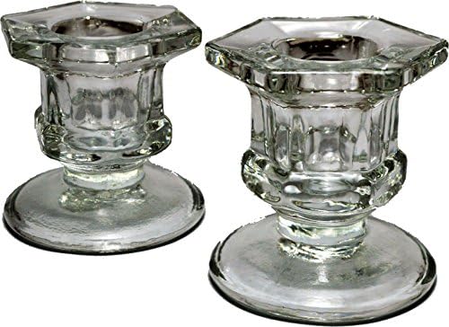 Suremium a set of 2 clear glass candlestick , taper candle holders , special promotion