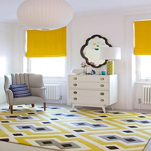 GRENSS European Style Geometric Carpet big size Home Mat Nordic brife Living room Carpet 7mm thicken Palor rugs Art Decor,yellow grey black,1600mm x 2300mm